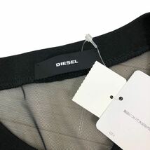 m396-84 未使用品 定価19800円 DIESEL ディーゼル チュール 異素材 デザイン 半袖 Tシャツ チュニック カットソー ブラック レディース XXS_画像9