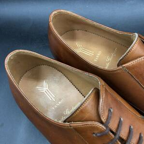 M2151 良品 YANKO ヤンコ レザー ビジネスシューズ プレーントゥ 外羽根 メンズ 7/25.0cm ブラウン 茶 革靴 の画像7
