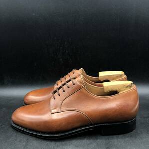 M2151 良品 YANKO ヤンコ レザー ビジネスシューズ プレーントゥ 外羽根 メンズ 7/25.0cm ブラウン 茶 革靴 の画像4
