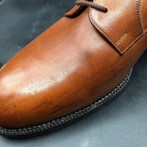 M2151 良品 YANKO ヤンコ レザー ビジネスシューズ プレーントゥ 外羽根 メンズ 7/25.0cm ブラウン 茶 革靴 の画像10
