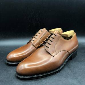 M2151 良品 YANKO ヤンコ レザー ビジネスシューズ プレーントゥ 外羽根 メンズ 7/25.0cm ブラウン 茶 革靴 の画像1