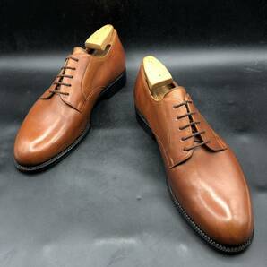 M2151 良品 YANKO ヤンコ レザー ビジネスシューズ プレーントゥ 外羽根 メンズ 7/25.0cm ブラウン 茶 革靴 の画像3