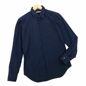 m470-62 JOHN LAWRENCE SULLIVAN ジョンローレンスサリバン 長袖 シャツ ワイシャツ トップス ネイビー 紺 綿100% 紳士 メンズ 36 日本製