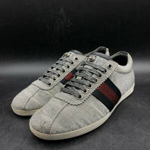 M1715 GUCCI グッチ グリッター シェリーライン キャットヘッド ローカット スニーカー レディース 35.5/22.5cm相当 シルバー 正規品