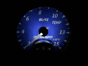 ＢＬＩＴＺ　レーシングメーターＤＣⅡ　温度計 ブルーφ60 青盤 水温計油温計ブリッツテンプ 追加メーター