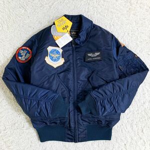 新品・タグ付き!!L相当!!アルファ インダストリーズALPHA INDUSTRIES MA-1 中綿 フライト ジャケット ネイビー ワッペン ブルゾン メンズ