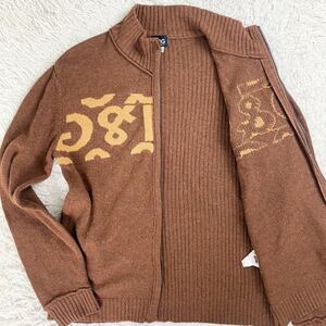 美品!!XL相当!!ドルチェ&ガッバーナ【王者の風格】D&G ドライバーズ ニット ジップ ブルゾン ロゴ デザイン ジャケット ブラウン 50 メンズ