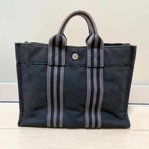 615 HERMES エルメス トートバッグ ハンドバッグ レディース トートPM フールトゥ ブラック×グレー 