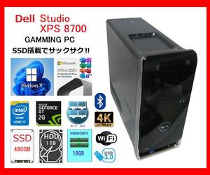 Dell XPS 8700 サクサク Core i7-4790～4.0Ghz×8/16G/新SSD480G +1T/GT730-2G/WiFi/W11/office2021