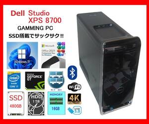 Dell XPS 8700 サクサク Core i7-4790～4.0Ghz×8/16G/新SSD480G +1T/GT720/WiFi/W11/office2021