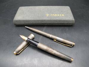 PARKER パーカー万年筆＆ボールペン STERLING CAP&BARREL 銀製 ペン先14K シルバー×ゴールド