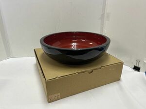 【中古】多様鉢 黒内朱 31cm(10.5寸) 高さ(約)8cm◆M0470