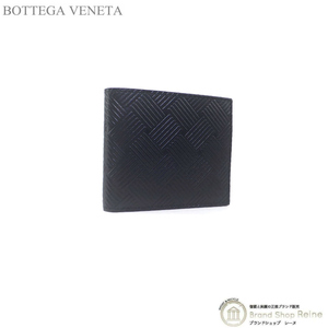 ボッテガ ヴェネタ （BOTTEGA VENETA） 型押しイントレ コインパース付き 二つ折り 財布 605722 ブラック メンズ（新品）