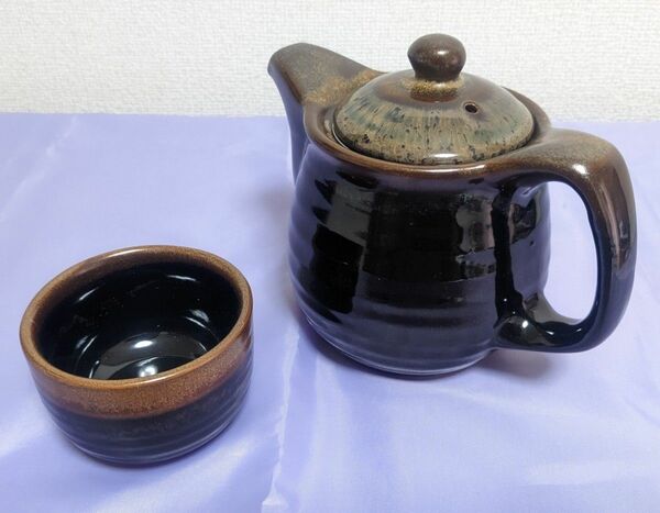 天目おもてなし茶器セット　茶色　急須　湯呑　5個セット　内海産業　陶器　来客用　茶道具