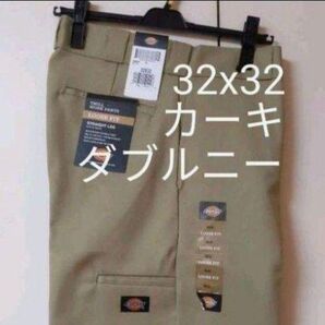 新品 32x32 KH ダブルニー ワークパンツ ディッキーズ カーキ