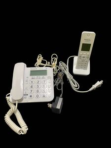 Y-210【通電◯Panasonic VE-GD27-W KX-FKD405-W 電話機　子機セット　ホワイト　迷惑電話対策機能搭載　固定電話　パナソニック】 