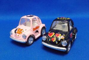 KinToy フォルクスワーゲン タイプ1 ビートル 2台セット ピンク&ブラック プルバックミニカー チョロQ Volkswagen Beetle