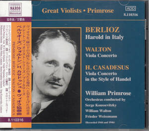 ◆送料無料◆ベルリオーズ、ウォルトン、カサドゥシュ：ヴィオラ協奏曲集～ウィリアム・プリムローズ v8322