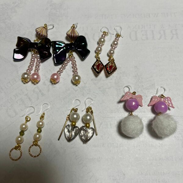 ハンドメイド ピアス アクセサリー 樹脂フックピアス