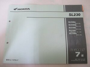 SL230 パーツリスト 7版 ホンダ 正規 中古 バイク 整備書 MD33-100～150整備に JQ 車検 パーツカタログ 整備書