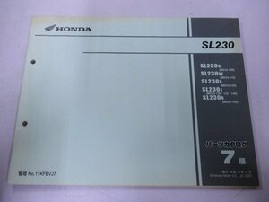 SL230 パーツリスト 7版 ホンダ 正規 中古 バイク 整備書 MD33-100～150整備に JQ 車検 パーツカタログ 整備書