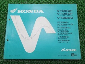 VT250F VT250FSE VTZ250 パーツリスト 8版 ホンダ 正規 中古 バイク 整備書 MC15-100 MC15-101 MC15-102 MC15-105 MC15-110 KV0