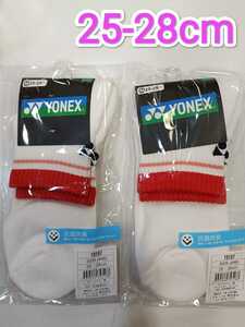 YONEX　ソックス 25-28cm 19197 サンセットレッド×2足セット