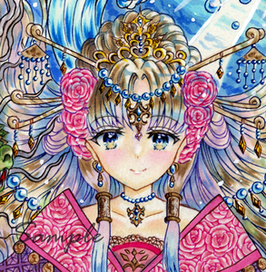 手描きイラスト オリジナル 海と龍使いの姫 F4サイズ（338×240mm）