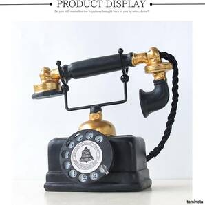 黒電話のオーナメント 電話機 インテリア 置物 装飾用 模型 レトロ 雑貨 ロータリー文字盤 ブラック ヨーロピアンなアンティーク感
