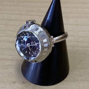 【TH0124】 SEIKO セイコー リング型 時計 指輪型 約17号 不動品 手巻き？ シルバーカラー 文字盤 黒 キズあり 汚れあり