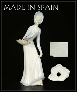 CD700 【MADE IN SPAIN】 古いリヤドロ 美少女 磁器人形 置物 高32㎝／美品！ｚ