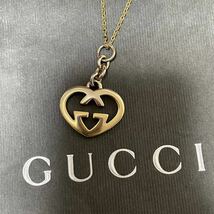 【美品】グッチ GUCCI ネックレス アクセサリー ペンダント ハート 金 ゴールド メンズ レディース ユニセックス_画像1