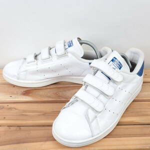 z9691 アディダス スタンスミス ベルクロ US8 1/2 26.5cm/白 ホワイト ブルー adidas STANSMITH メンズ スニーカー 中古