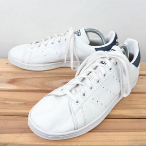 z9147 アディダス スタンスミス US9 27.0cm/白 ホワイト 紺 ネイビー adidas STAN SMITH メンズ スニーカー 中古