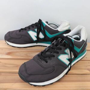 z9165【574】ニューバランス US11 29.0cm/黒 ブラック 青 ブルー系 newbalance メンズ スニーカー 中古