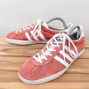 z9206a アディダス ガゼル US7 25.0cm/赤 レッド 白 ホワイト系 adidas GAZELLE ガッツレー メンズ ユニセックス スニーカー 中古