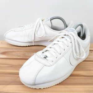 z9385 ナイキ コルテッツ ベーシック レザー US8.5 26.5cm/白 ホワイト クリーム系 NIKE CORTEZ BASIC LEATHER メンズ スニーカー 中古