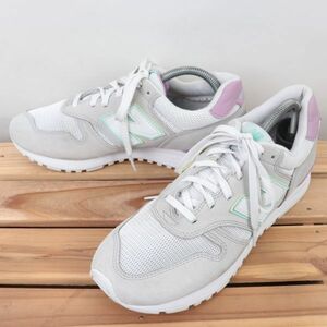 z9470【565】ニューバランス US8.5 26.5cm/灰 グレー 白 ホワイト 紫 パープル newbalance メンズ スニーカー 中古