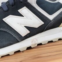 z9472【574】ニューバランス US10 28.0cm/紺 ネイビー 白 ホワイト newbalance メンズ スニーカー 中古_画像6