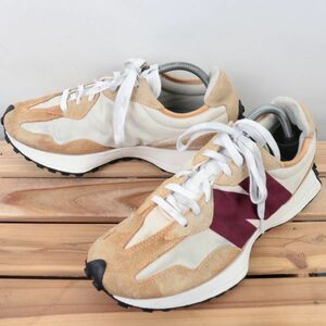 z9556【327】ニューバランス US10 28.0cm/茶 ブラウン ベージュ エンジ newbalance メンズ スニーカー 中古