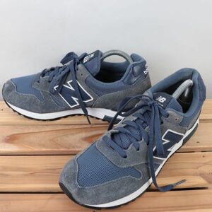 z9564【565】ニューバランス US8.5 26.5cm/灰 グレー 紺 ネイビー newbalance メンズ スニーカー 中古