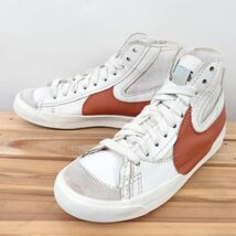 z9578 ナイキ ブレーザー ミッド ジャンボ US8.5 26.5cm/白 ホワイト ブラウン NIKE BLAZER MID 77 JUMBO ブレザー メンズ スニーカー 中古_画像1