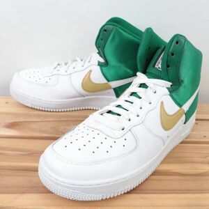 z9647 ナイキ エアフォース1 ハイ US8.5 26.5cm/白 ホワイト 緑 イエロー系 NIKE AIRFORCE1 HIGH AF1 HI NBA メンズ スニーカー 中古