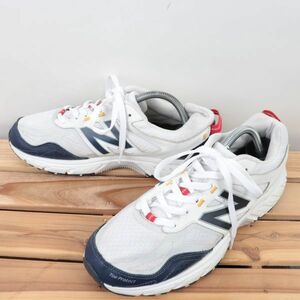 z9752【510】ニューバランス US9.5 27.5cm/白 ホワイト アイボリー 紺 ネイビー newbalance メンズ スニーカー 中古