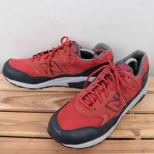 z9754【580】ニューバランス US10 28.0cm/赤 レッド 紺 ネイビー 灰 グレー newbalance メンズ スニーカー 中古