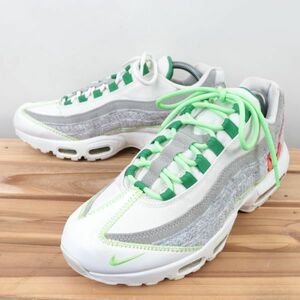 z9775 ナイキ エアマックス 95 US9 27.0cm/白 ホワイト 灰 グレー 黄緑 グリーン系 NIKE AIR MAX 95 メンズ スニーカー 中古