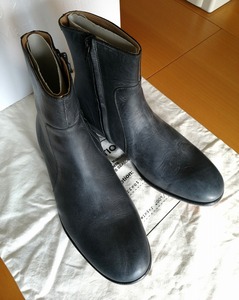 【最終価格】未使用◆メゾンマルタンマルジェラ X H&M サイドジップ レザーブーツ 41 26cm 黒 グレー レプリカ Mould Effect Boot Margiela