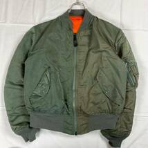 超希少 90s ALPHA INDUSTRIES アルファインダストリーズ MA-1 フライトジャケット リバーシブル USA生 ミリタリー カーキ オレンジ Lサイズ_画像2