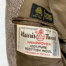 男の戦闘服 HARRIS TWEED ハリスツイード テーラードジャケット ミックスツイード ヘリンボーン くるみボタン 2B アンコン 大きいサイズ 40_画像3