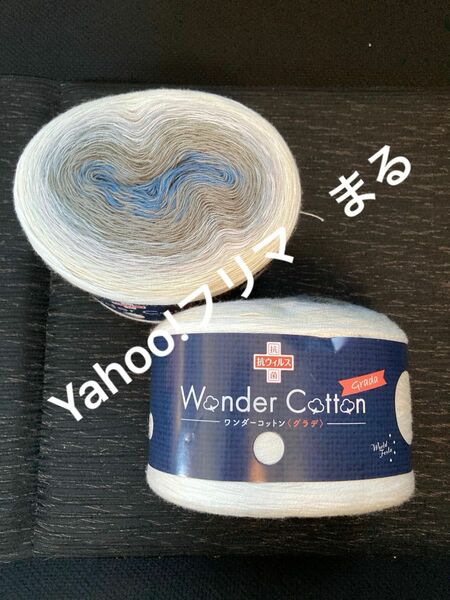 Wonder Cotton (ワンダーコットン) グラデーション 合太タイプ ホワイト 1番色　2玉セット